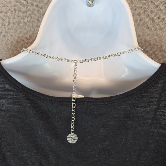 Beautiful Womens Dangle Necklace-Matching Earrings Silver Tone Adjustable Chain - Picture 12 of 13